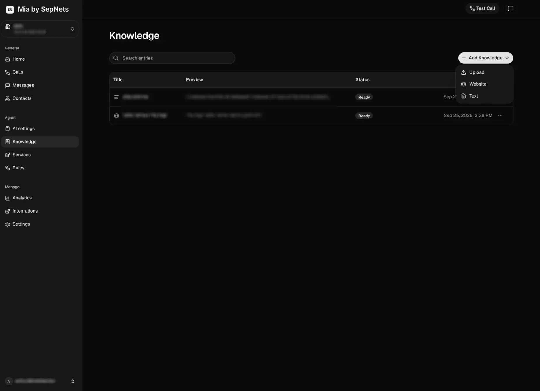 Business knowledge base in the dashboard